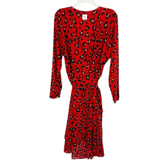 CAbi #5571 Vivian Siren Red Leopard Animal Print Long Sleeve Wrap Midi Dress XXL - Picture 2 of 12